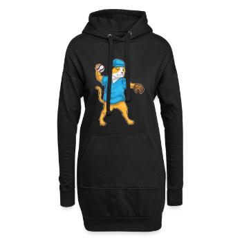 Sports de gants de baseball de baseball Cat - Sweat-shirt à capuche long Femme - noir - Devant