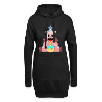 Gâteau d’anniversaire de cochon - Sweat-shirt à capuche long Femme - noir - Devant