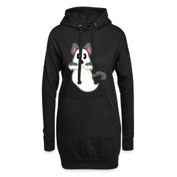 Katze Halloween Geist - Hoodie-Kleid - Schwarz - Vorne