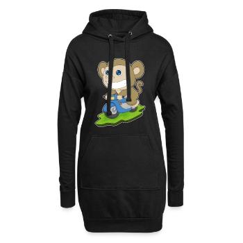 Affe Motorroller - Hoodie-Kleid - Schwarz - Vorne