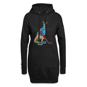 Känguru Eishockey Eishockeyschläger - Hoodie-Kleid - Schwarz - Vorne
