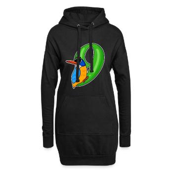 9. Geburtstag Motiv Vogel - 9 Jahre - Hoodie-Kleid - Schwarz - Vorne