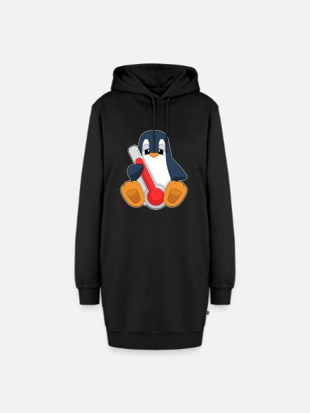Pinguin Fieberthermometer - Hoodie-Kleid - Schwarz