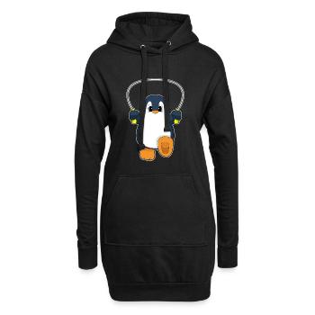 Pinguin Seilspringen Springseil Fitness - Hoodie-Kleid - Schwarz - Vorne