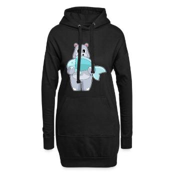 Hippopotame Pêche à la baudroie - Sweat-shirt à capuche long Femme - noir - Devant