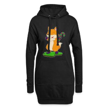 Canne de bonbon renard - Sweat-shirt à capuche long Femme - noir - Devant