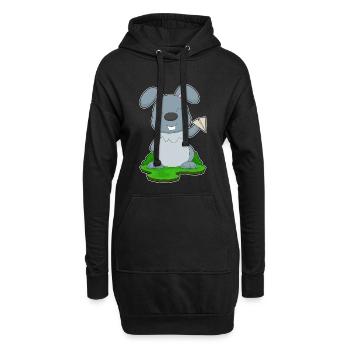 Rabbit Paper Airplane - Hoodie Dress - black - Front