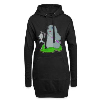 Pêche au poisson-taupe - Sweat-shirt à capuche long Femme - noir - Devant