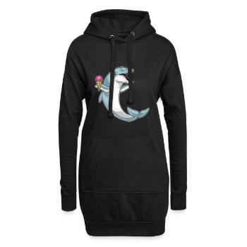 Delfin Waffeleis - Hoodie-Kleid - Schwarz - Vorne