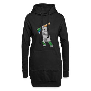 Koala Cricket Cricketschläger - Hoodie-Kleid - Schwarz - Vorne