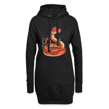 Schlange Weihnachten Lichterkette - Hoodie-Kleid - Schwarz - Vorne