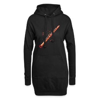 Flûte graphique - Sweat-shirt à capuche long Femme - noir - Devant