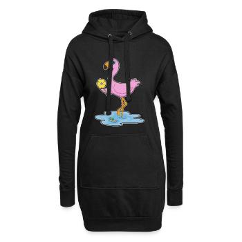 Fleur de flamant rose - Sweat-shirt à capuche long Femme - noir - Devant