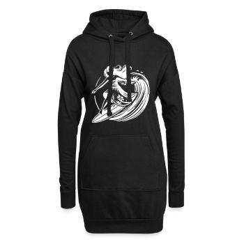 Hawaiianisches Surf Girl auf Wellen Tropisch - Hoodie-Kleid - Schwarz - Vorne
