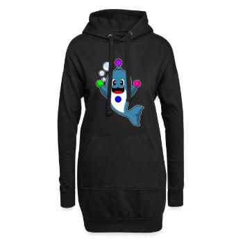 Jongleur dauphin jonglant - Sweat-shirt à capuche long Femme - noir - Devant