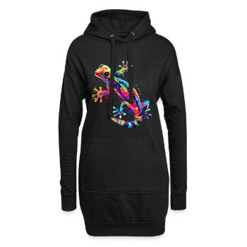 Gecko Eidechse Reptil Geckos Echse Leguan Gekko - Hoodie-Kleid - Schwarz - Vorne