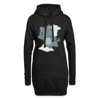 Ailes d’ange chat - Sweat-shirt à capuche long Femme - noir - Devant