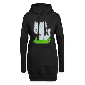 Noeud papillon chat - Sweat-shirt à capuche long Femme - noir - Devant