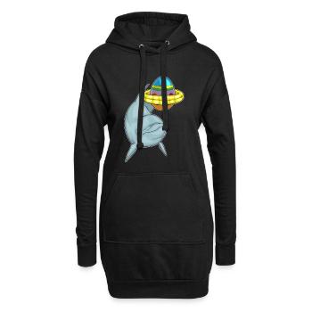 Baignade de Pâques avec dauphins - Sweat-shirt à capuche long Femme - noir - Devant