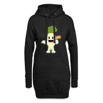 Radieschen Baseball Baseballschläger - Hoodie-Kleid - Schwarz - Vorne