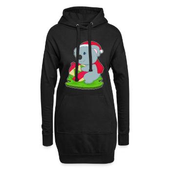 Koala Weihnachten Weihnachtsglocke - Hoodie-Kleid - Schwarz - Vorne