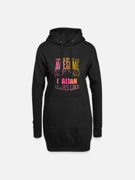 Italien, Italien, Italien - Hoodie-Kleid - Schwarz