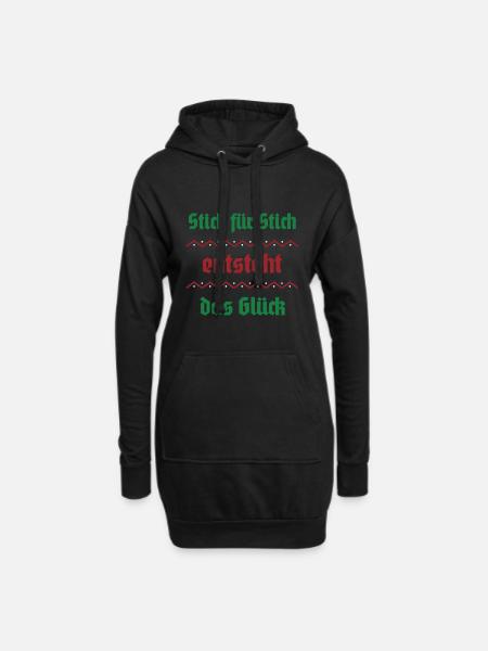 Stitch by stitch, happiness arises - Hoodie Dress - black