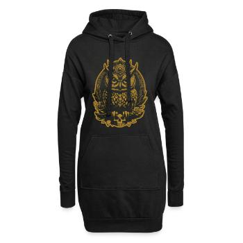 Mystische Eule sitzt auf einem Skull - Hoodie-Kleid - Schwarz - Vorne