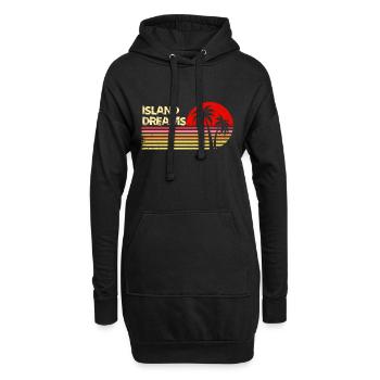 Inselträume Vintage Sonnenuntergang Palmen Retro T-Shirt - Hoodie-Kleid - Schwarz - Vorne