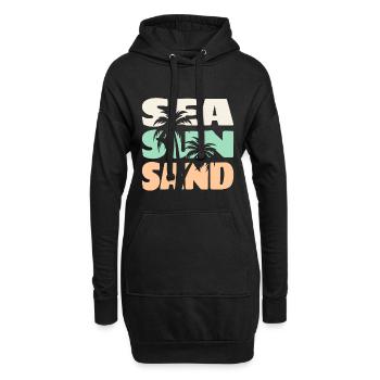 Mer Soleil Sable Plage Palmiers Ambiance d’été T-shirt - Sweat-shirt à capuche long Femme - noir - Devant