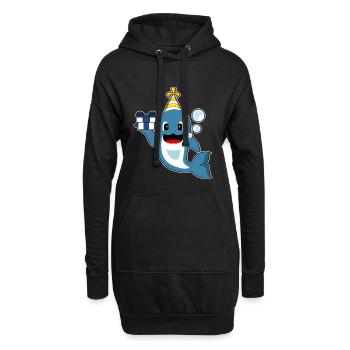 Chapeau de fête d’anniversaire dauphin - Sweat-shirt à capuche long Femme - noir - Devant