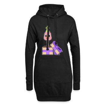 Chapeau de fête d’anniversaire Flamingo - Sweat-shirt à capuche long Femme - noir - Devant