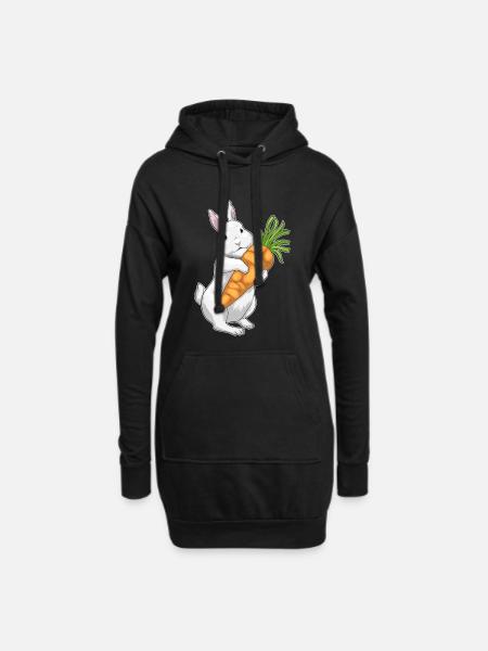 Hase Karotte - Hoodie-Kleid - Schwarz