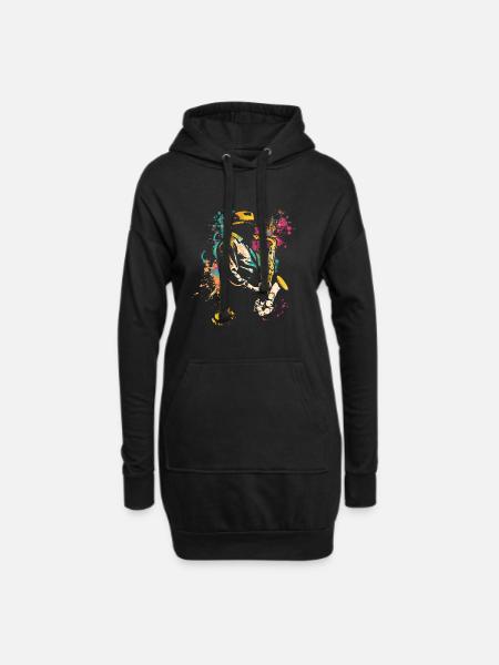 Saxophonspieler Streetart - Hoodie-Kleid - Schwarz