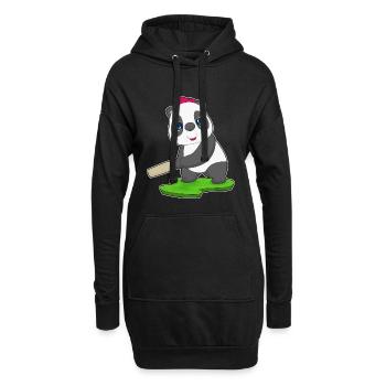 Panda Cricket Cricketschläger - Hoodie-Kleid - Schwarz - Vorne