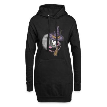 Beutelratte Hexe Besen - Hoodie-Kleid - Schwarz - Vorne