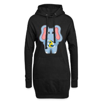 Elefant Volleyballspieler Volleyball - Hoodie-Kleid - Schwarz - Vorne