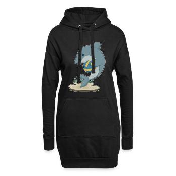 Dauphin Joueur de volley-ball Volley-ball - Sweat-shirt à capuche long Femme - noir - Devant