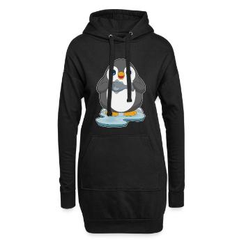 Pinguin Fisch - Hoodie-Kleid - Schwarz - Vorne