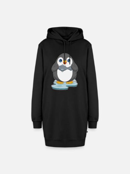 Pinguin Fisch - Hoodie-Kleid - Schwarz