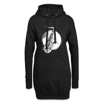 Graphisme pour saxophone - Sweat-shirt à capuche long Femme - noir - Devant