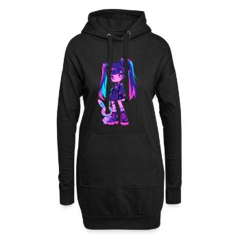 Mignon Kawaii Anime Fille Grunge Goth Lapin Gothique - Sweat-shirt à capuche long Femme - noir - Devant