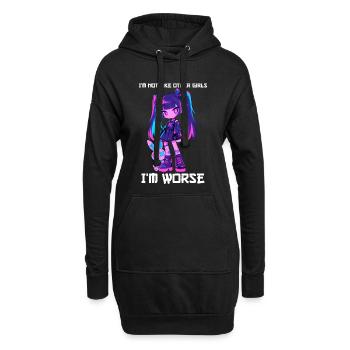 pas comme les autres filles Goth Girl Bunny Grunge Kawaii - Sweat-shirt à capuche long Femme - noir - Devant