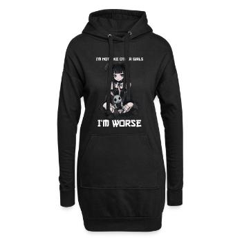 Pas comme les autres filles Anime Girl Poupée gothique - Sweat-shirt à capuche long Femme - noir - Devant