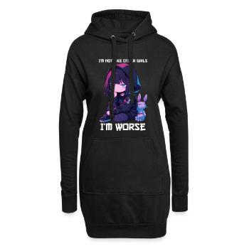 Pas comme les autres filles Anime Fille Kawaii Edgy Goth - Sweat-shirt à capuche long Femme - noir - Devant