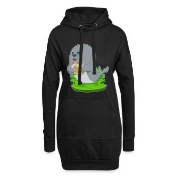 Seehund Vase - Hoodie-Kleid - Schwarz - Vorne