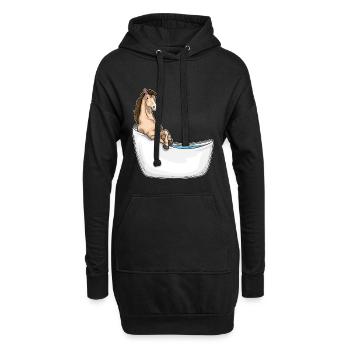 Pferd Baden Badewanne - Hoodie-Kleid - Schwarz - Vorne