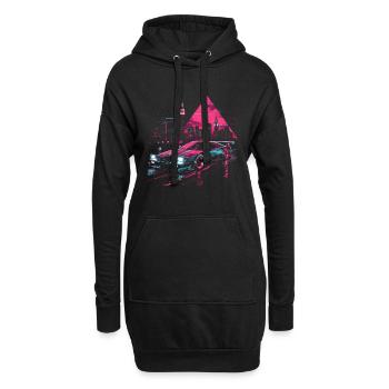 Synthwave Rétro Voiture Ville Vaporwave Années 80 Années 90 - Sweat-shirt à capuche long Femme - noir - Devant