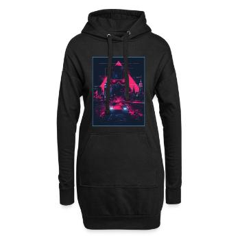 Voiture Rétro Homme Ville Vaporwave Synthwave Années 90 - Sweat-shirt à capuche long Femme - noir - Devant