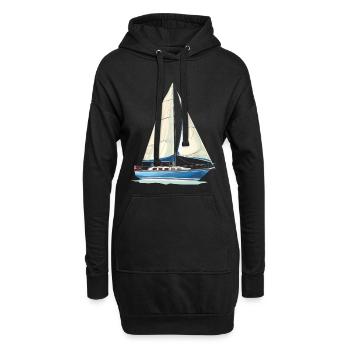 Graphismes de voilier - Sweat-shirt à capuche long Femme - noir - Devant